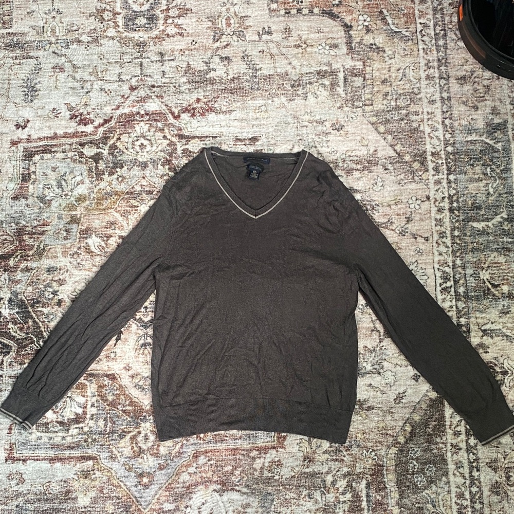 Banana Republic silk cotton cashmere blend chocolate brown v-neck sweater in S/P